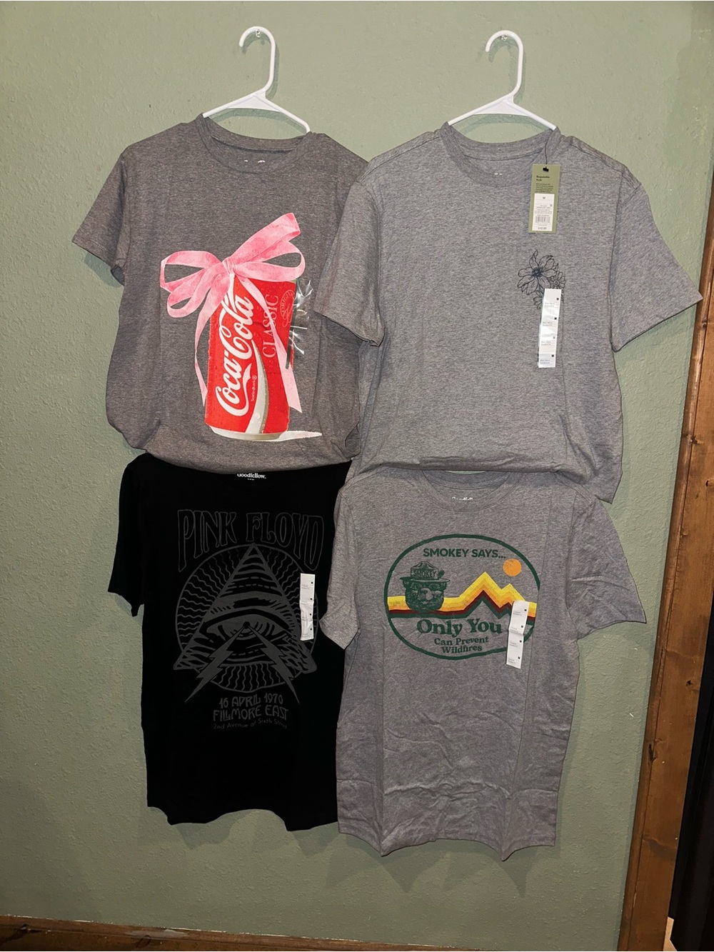Goodfellow & Co and Coca Cola Gray Short Sleeve Tee with Floral Chest Detail